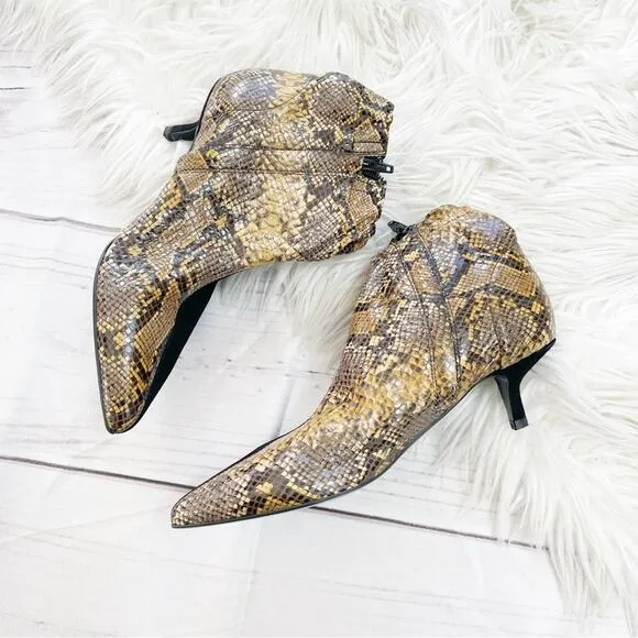 🆕 &amp; Other Stories Gathered Kitten Snake Print &amp; Suede Pointed Toe Heels Size 37