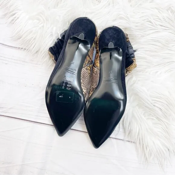 🆕 &amp; Other Stories Gathered Kitten Snake Print &amp; Suede Pointed Toe Heels Size 37