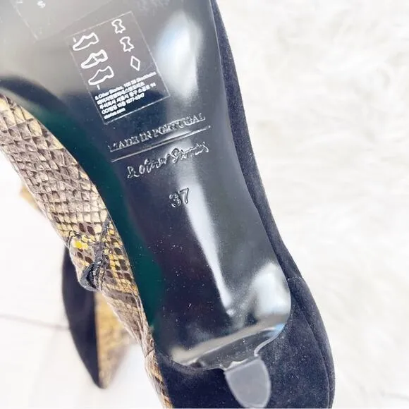 🆕 &amp; Other Stories Gathered Kitten Snake Print &amp; Suede Pointed Toe Heels Size 37