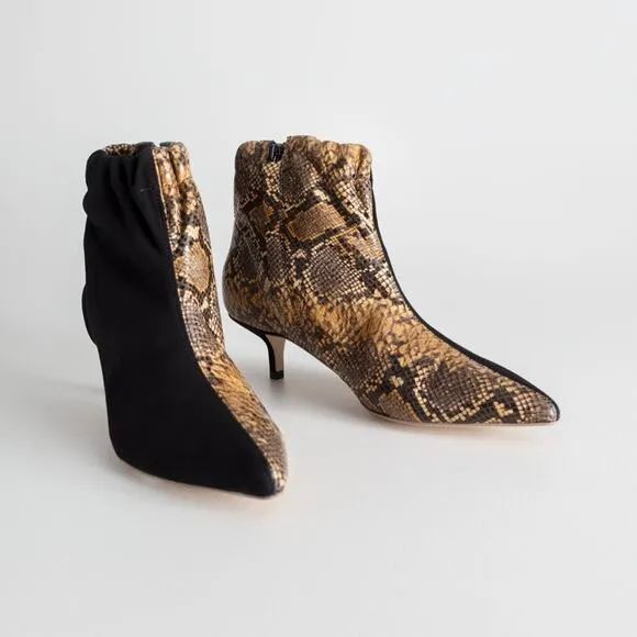 🆕 &amp; Other Stories Gathered Kitten Snake Print &amp; Suede Pointed Toe Heels Size 37