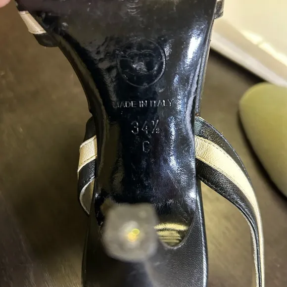 👠 Chanel slingback pumps 34.5C Lanyard on the back CHANEL logo timeless Heel