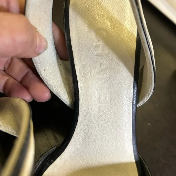 👠 Chanel slingback pumps 34.5C Lanyard on the back CHANEL logo timeless Heel