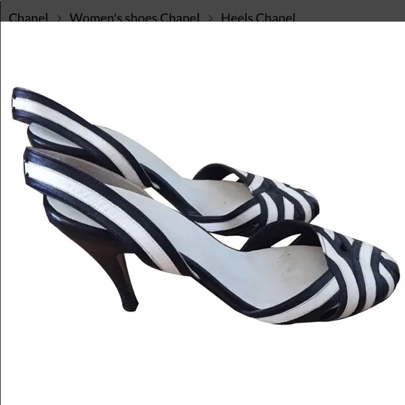 👠 Chanel slingback pumps 34.5C Lanyard on the back CHANEL logo timeless Heel