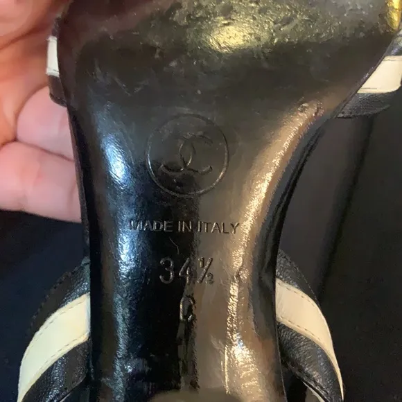 👠 Chanel slingback pumps 34.5C Lanyard on the back CHANEL logo timeless Heel