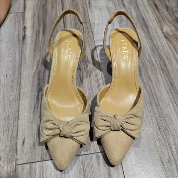 👀 J Crew cream suede bow pin up retro kitten heels size 10.5