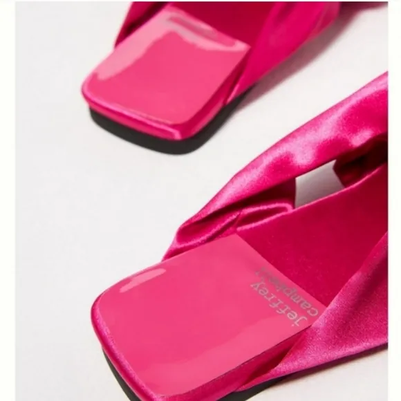 🆕️ Jeffrey Campbell Tied Down Knot Mules in Fuschia Satin