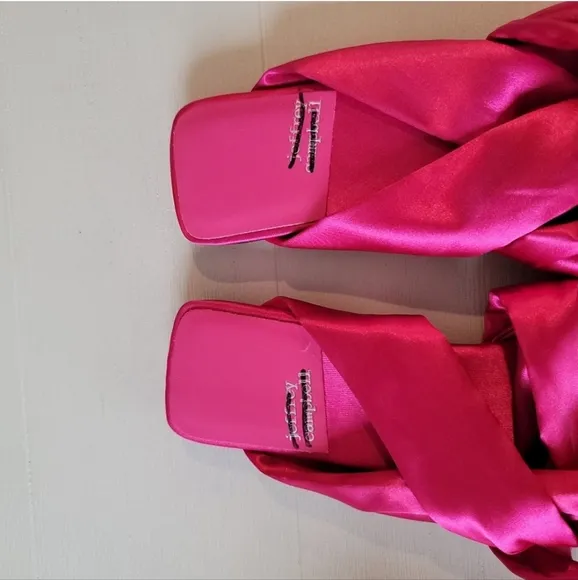 🆕️ Jeffrey Campbell Tied Down Knot Mules in Fuschia Satin