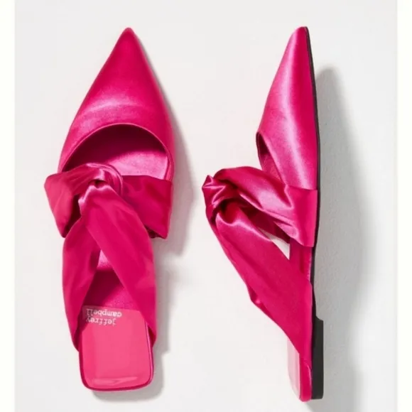 🆕️ Jeffrey Campbell Tied Down Knot Mules in Fuschia Satin