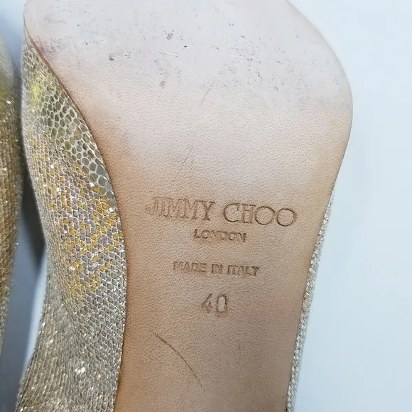 🌸 Jimmy Choo | Golden Slingback Peep toe heels