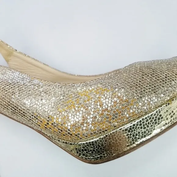 🌸 Jimmy Choo | Golden Slingback Peep toe heels