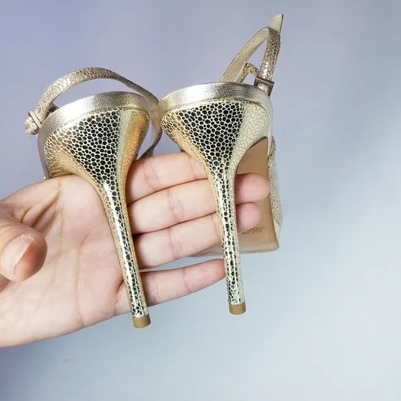 🌸 Jimmy Choo | Golden Slingback Peep toe heels