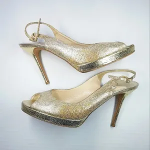 🌸 Jimmy Choo | Golden Slingback Peep toe heels