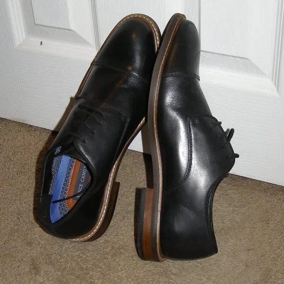 👞 NEW size 8M MENS Vince Camuto Black Leather Dress shoes Oxford