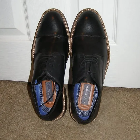 👞 NEW size 8M MENS Vince Camuto Black Leather Dress shoes Oxford