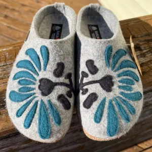 ⭐️ RARE⭐️ NWT Haflinger 38 Grizzly Blooming Blue Clog Slipper Birkenstock-like