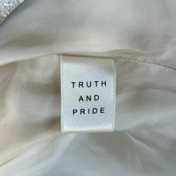 🔥 Truth and Pride Boucle Double Zipper Cream White Long Sleeve Moto Jacket