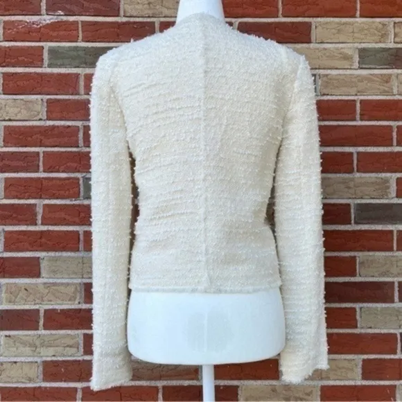 🔥 Truth and Pride Boucle Double Zipper Cream White Long Sleeve Moto Jacket