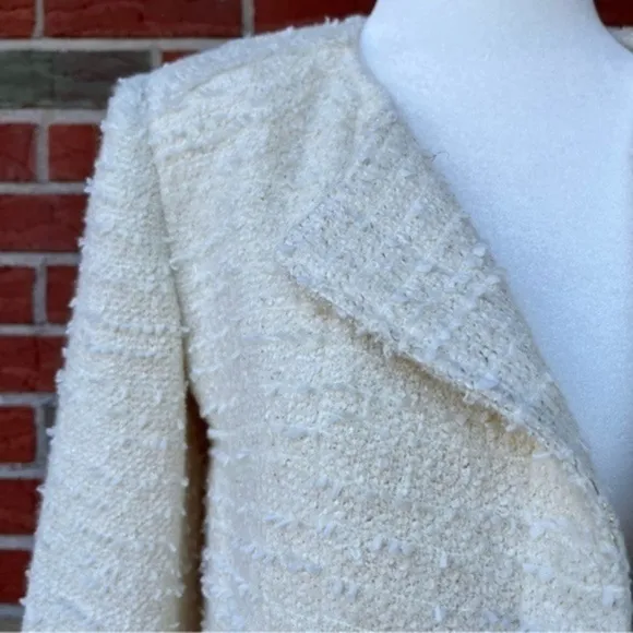 🔥 Truth and Pride Boucle Double Zipper Cream White Long Sleeve Moto Jacket