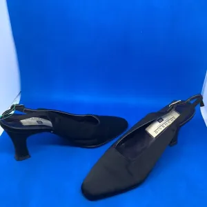 👠 Vintage rhinestone &amp; Satin? Givenchy Black Sling back Heels Size 35