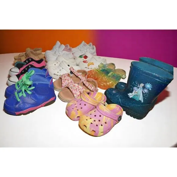 11 Pair Toddler Shoe Bundle Size 6C – Jordan 6, Nike, Crocs, Converse,