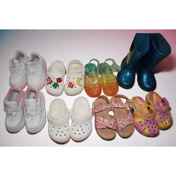 11 Pair Toddler Shoe Bundle Size 6C – Jordan 6, Nike, Crocs, Converse,