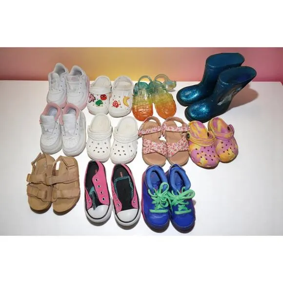 11 Pair Toddler Shoe Bundle Size 6C – Jordan 6, Nike, Crocs, Converse,