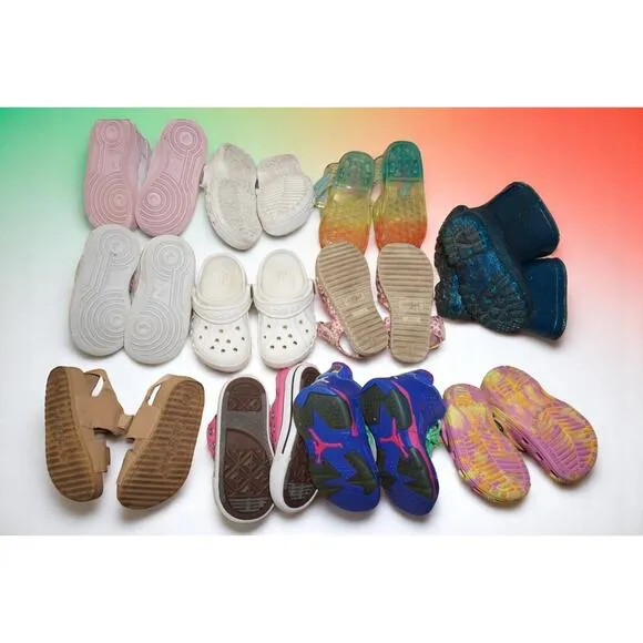 11 Pair Toddler Shoe Bundle Size 6C – Jordan 6, Nike, Crocs, Converse,