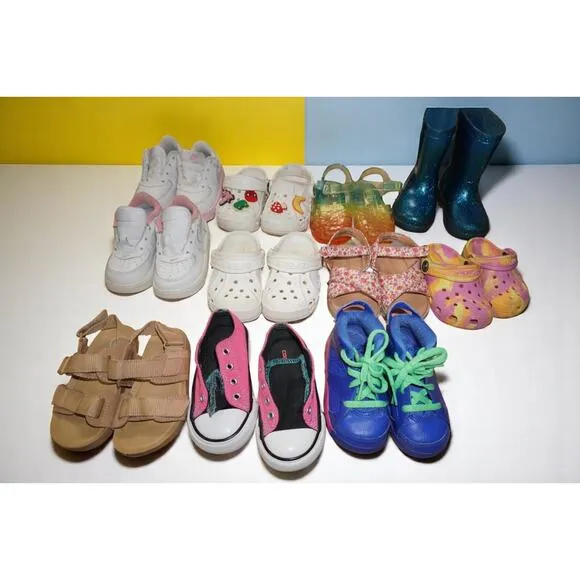 11 Pair Toddler Shoe Bundle Size 6C – Jordan 6, Nike, Crocs, Converse,