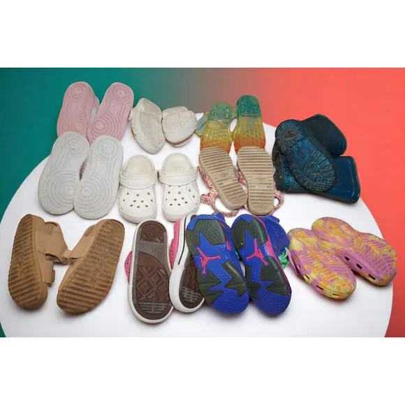 11 Pair Toddler Shoe Bundle Size 6C – Jordan 6, Nike, Crocs, Converse,