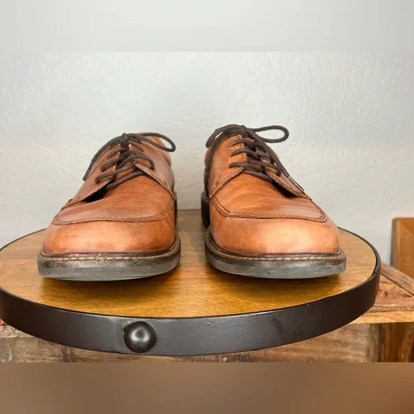 203. ECCO Mens Holton Leather Oxfords Apron Toe Cognac Brown Tan 10