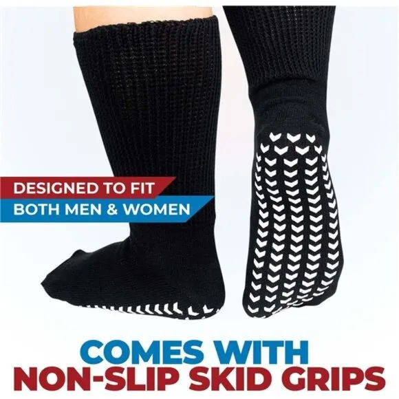 3 Pairs Extra Wide Socks for Swollen Feet, Diabetic Socks for Men, Non Slip Sock