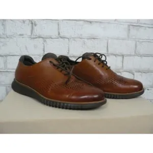 $300 Cole Haan 2.ZeroGrand Laser Wingtip Oxfords British Tan-Java 10 Men's NEW