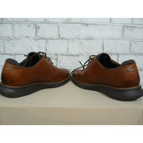 $300 Cole Haan 2.ZeroGrand Laser Wingtip Oxfords British Tan-Java 10 Men's NEW