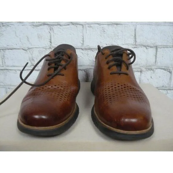 $300 Cole Haan 2.ZeroGrand Laser Wingtip Oxfords British Tan-Java 10 Men's NEW