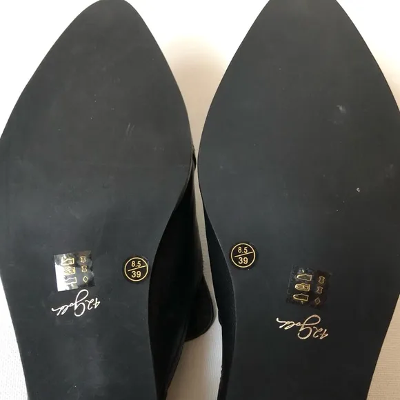42 Gold Rue Black Leather Loafer Mules Size 8.5