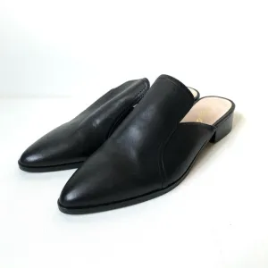 42 Gold Rue Black Leather Loafer Mules Size 8.5