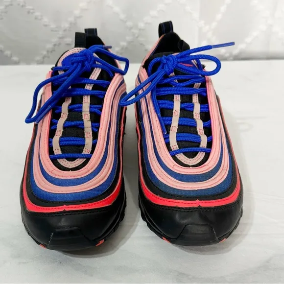 538. Nike Air Max 97 GS Black Pink Racer Blue Size 6.5 Youth Womens 8 CT1578-001