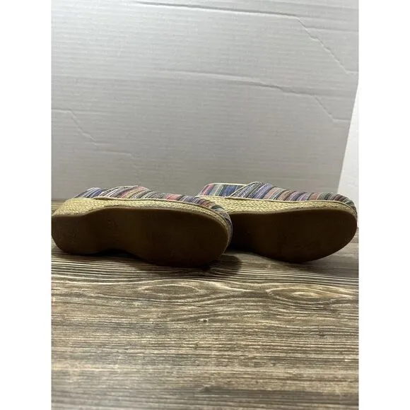 5.5-6 (36) Dansko Pastel Tweed Clogs Espadrille Sides EUC‎ Stripes