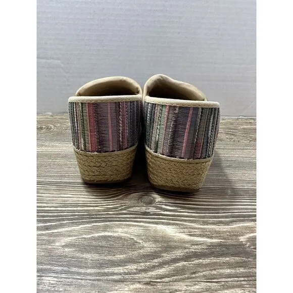 5.5-6 (36) Dansko Pastel Tweed Clogs Espadrille Sides EUC‎ Stripes