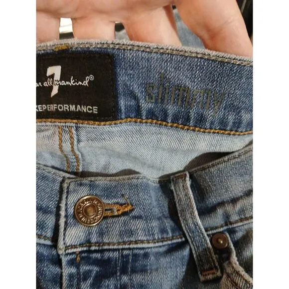 7 For All Mankind Jeans Mens 32 Blue Slimmy Luxe Performance Straight Leg 32x32