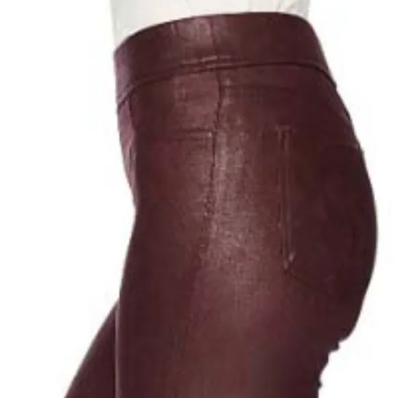 7 For All Mankind Jen7 Pants Sz 0 Burgundy Pull On Skinny Stretch NWT Merlot