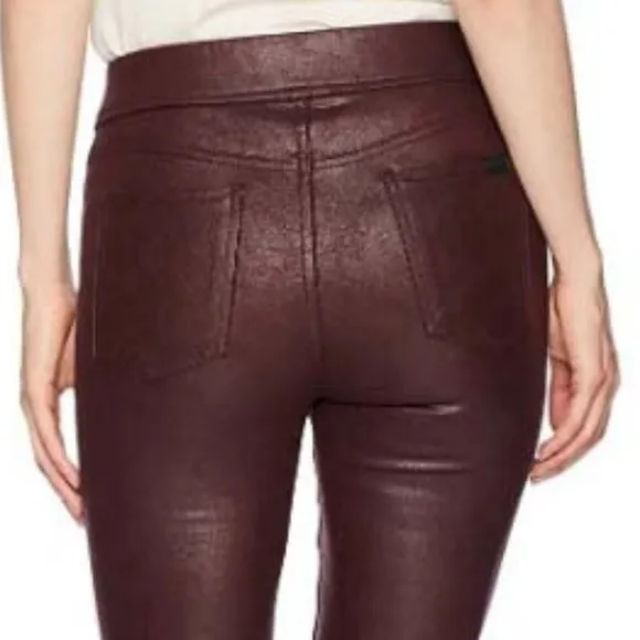 7 For All Mankind Jen7 Pants Sz 0 Burgundy Pull On Skinny Stretch NWT Merlot