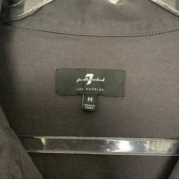 7 for all mankind short sleeve heather grey gray military shirt Medium