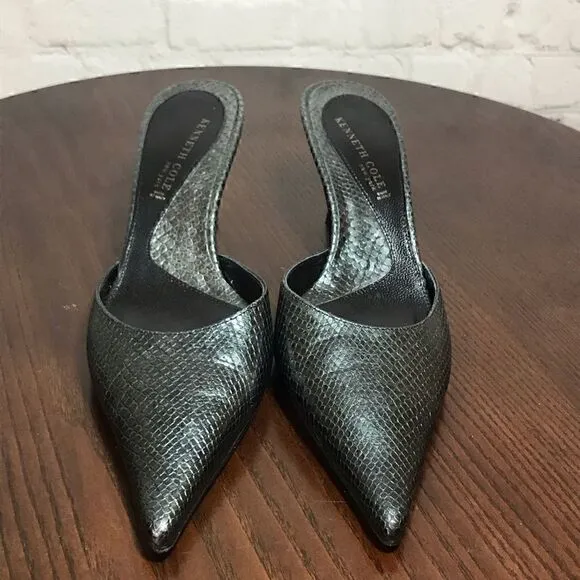 7 KENNETH COLE NEW YORK snakeskin embossed mules