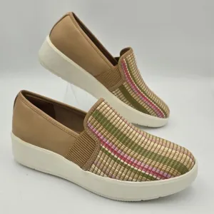 7.5W Wide Width Clarks Layton Petal Women's Slip-On Shoes, Light Tan/Multicolor