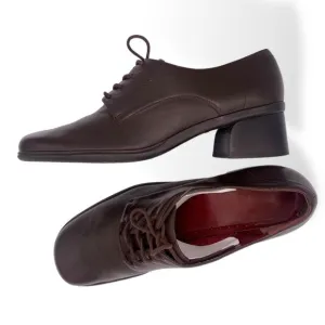 90s Naturalizer Brown Leather Heeled Oxfords | Vintage Lace-Up Shoes | Size 9