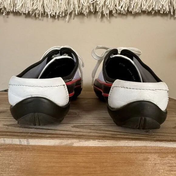 90s Vintage Donald J. Pliner Black White Leather Rubber Sole Mule Shoe Size 8.5