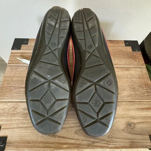 90s Vintage Donald J. Pliner Black White Leather Rubber Sole Mule Shoe Size 8.5