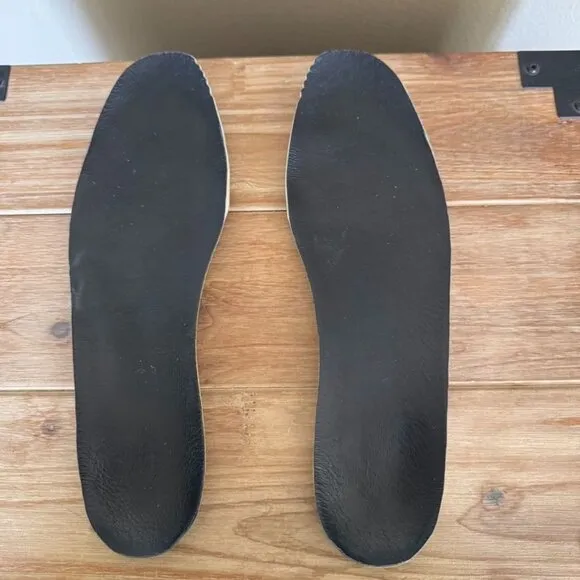 90s Vintage Donald J. Pliner Black White Leather Rubber Sole Mule Shoe Size 8.5