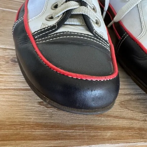 90s Vintage Donald J. Pliner Black White Leather Rubber Sole Mule Shoe Size 8.5